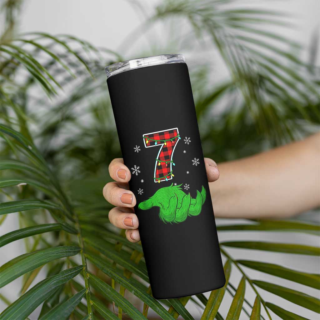 Number 7 Matching 67 Christmas Skinny Tumbler Red Plaid Xmas Pajamas Holiday Gen Alpha Slang Meme - Wonder Print Shop