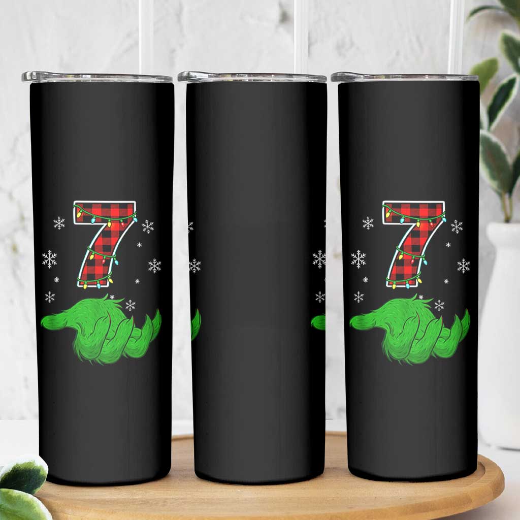 Number 7 Matching 67 Christmas Skinny Tumbler Red Plaid Xmas Pajamas Holiday Gen Alpha Slang Meme - Wonder Print Shop
