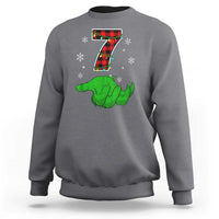 Number 7 Matching 67 Christmas Sweatshirt Red Plaid Xmas Pajamas Holiday Gen Alpha Slang Meme - Wonder Print Shop