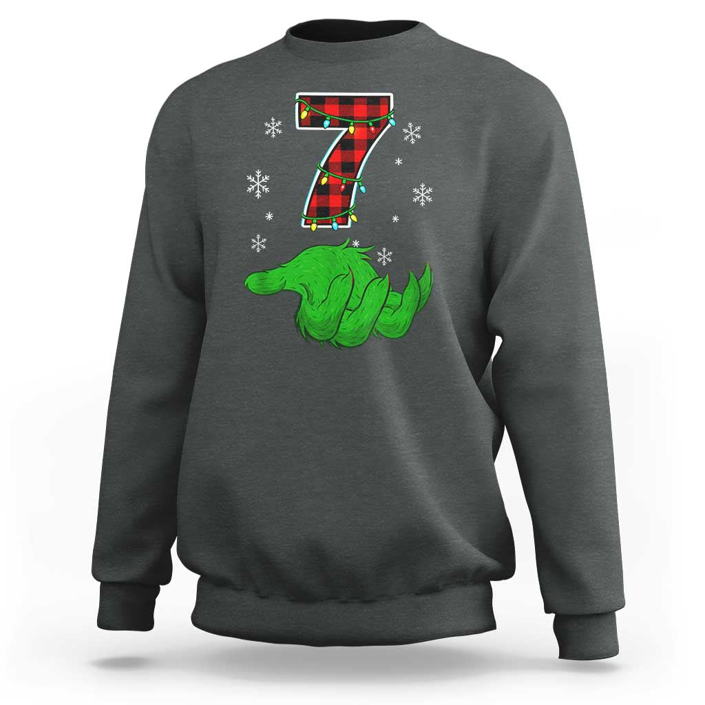 Number 7 Matching 67 Christmas Sweatshirt Red Plaid Xmas Pajamas Holiday Gen Alpha Slang Meme - Wonder Print Shop