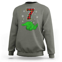 Number 7 Matching 67 Christmas Sweatshirt Red Plaid Xmas Pajamas Holiday Gen Alpha Slang Meme - Wonder Print Shop