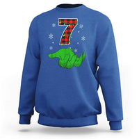 Number 7 Matching 67 Christmas Sweatshirt Red Plaid Xmas Pajamas Holiday Gen Alpha Slang Meme - Wonder Print Shop
