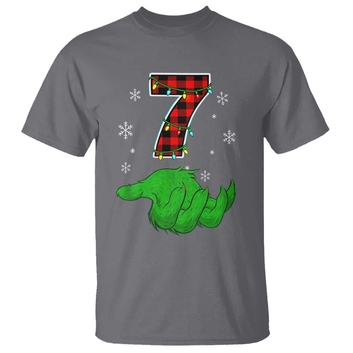 Number 7 Matching 67 Christmas T Shirt Red Plaid Xmas Pajamas Holiday Gen Alpha Slang Meme - Wonder Print Shop