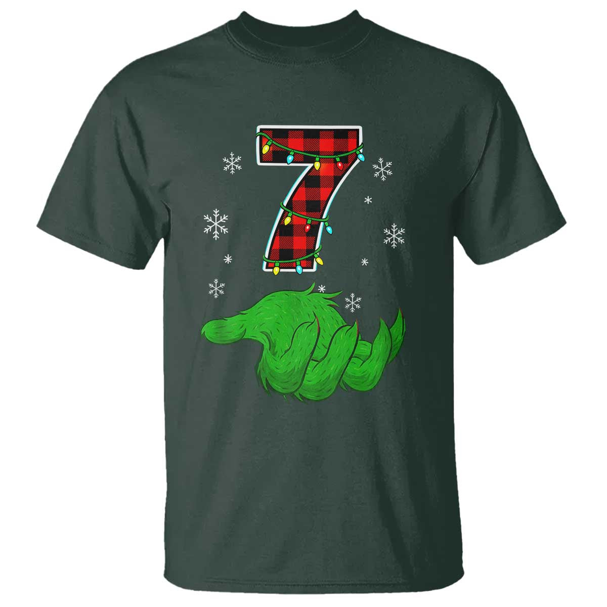Number 7 Matching 67 Christmas T Shirt Red Plaid Xmas Pajamas Holiday Gen Alpha Slang Meme - Wonder Print Shop
