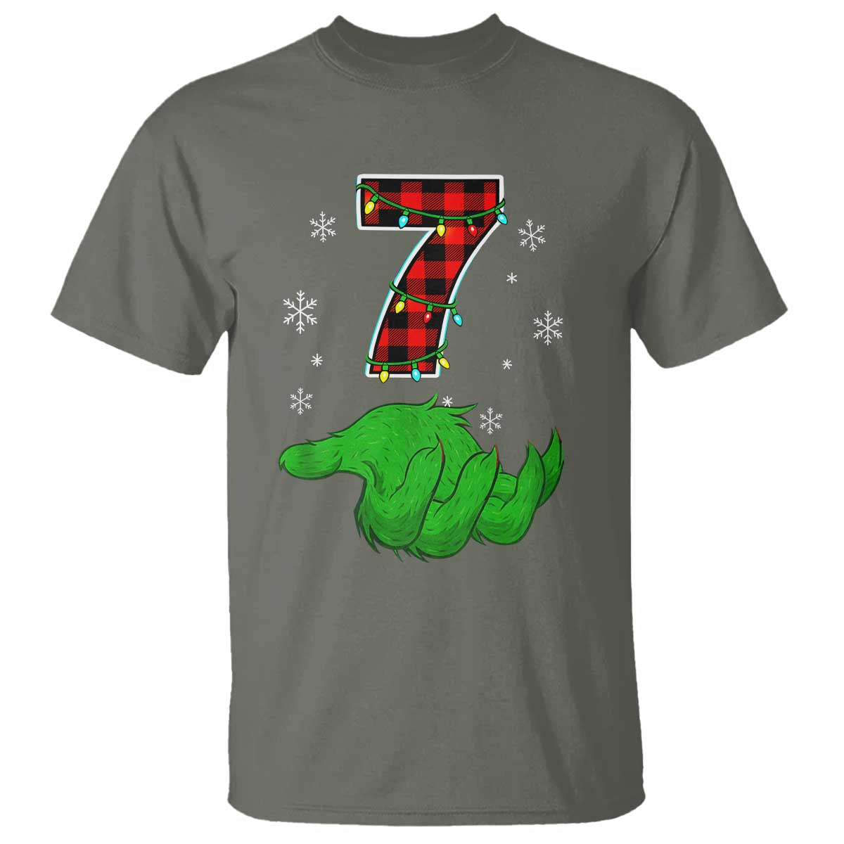 Number 7 Matching 67 Christmas T Shirt Red Plaid Xmas Pajamas Holiday Gen Alpha Slang Meme - Wonder Print Shop