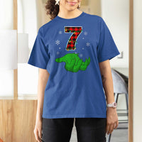 Number 7 Matching 67 Christmas T Shirt For Women Red Plaid Xmas Pajamas Holiday Gen Alpha Slang Meme - Wonder Print Shop
