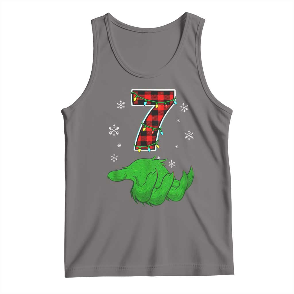 Number 7 Matching 67 Christmas Tank Top Red Plaid Xmas Pajamas Holiday Gen Alpha Slang Meme - Wonder Print Shop