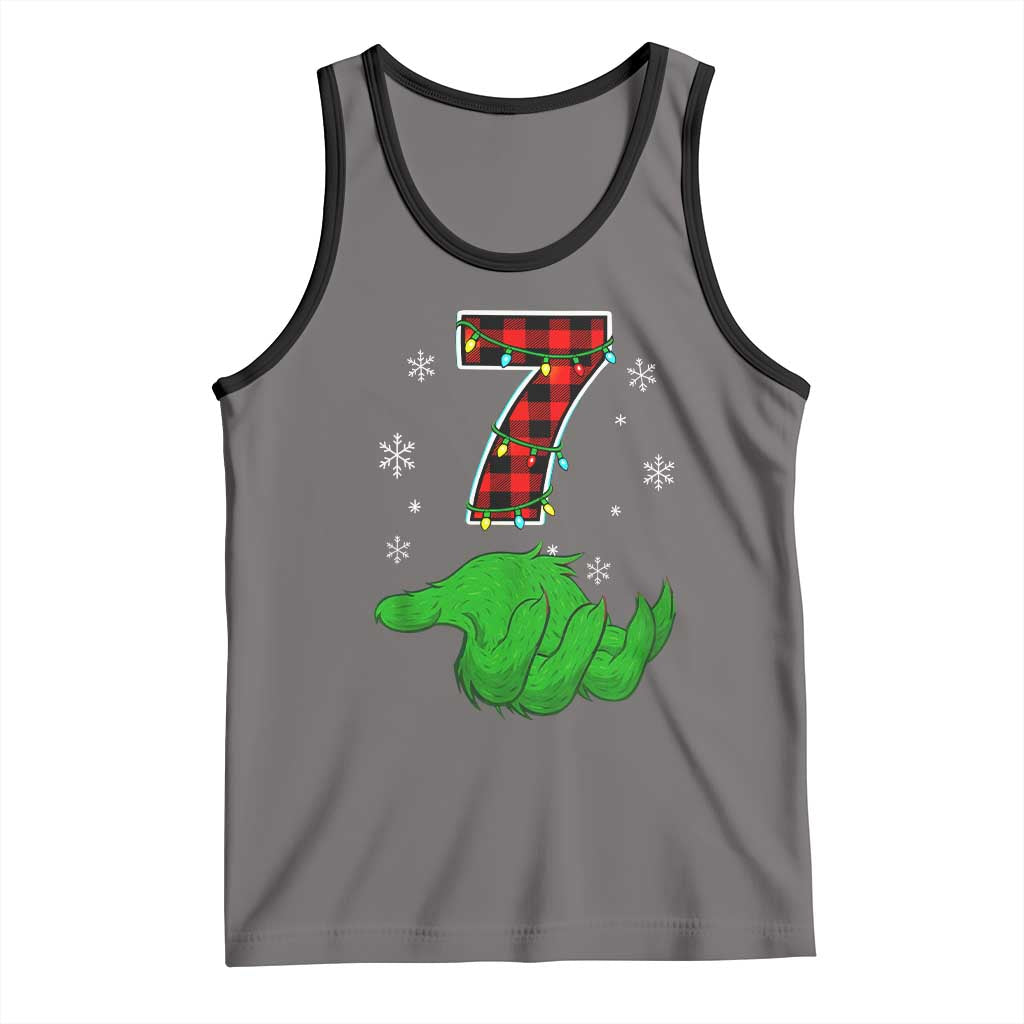 Number 7 Matching 67 Christmas Tank Top Red Plaid Xmas Pajamas Holiday Gen Alpha Slang Meme - Wonder Print Shop
