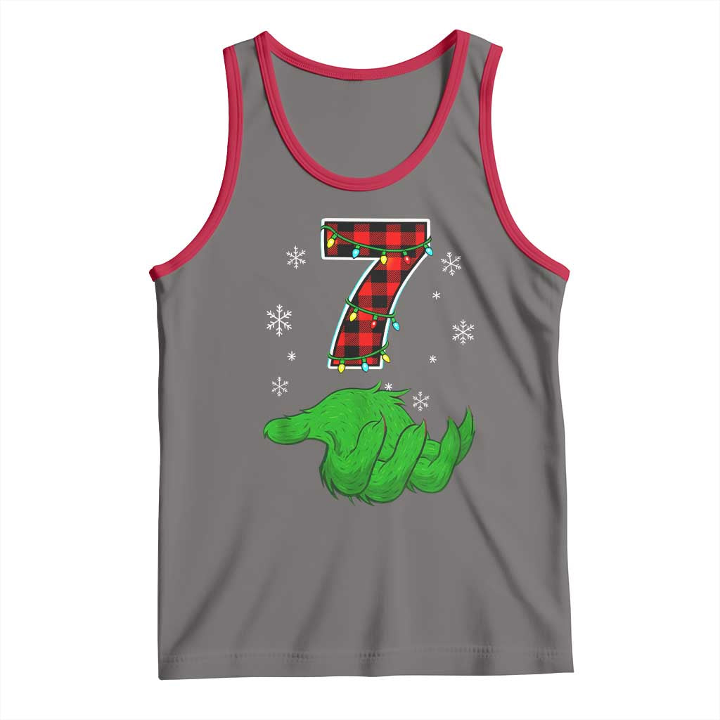 Number 7 Matching 67 Christmas Tank Top Red Plaid Xmas Pajamas Holiday Gen Alpha Slang Meme - Wonder Print Shop