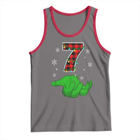 Number 7 Matching 67 Christmas Tank Top Red Plaid Xmas Pajamas Holiday Gen Alpha Slang Meme - Wonder Print Shop