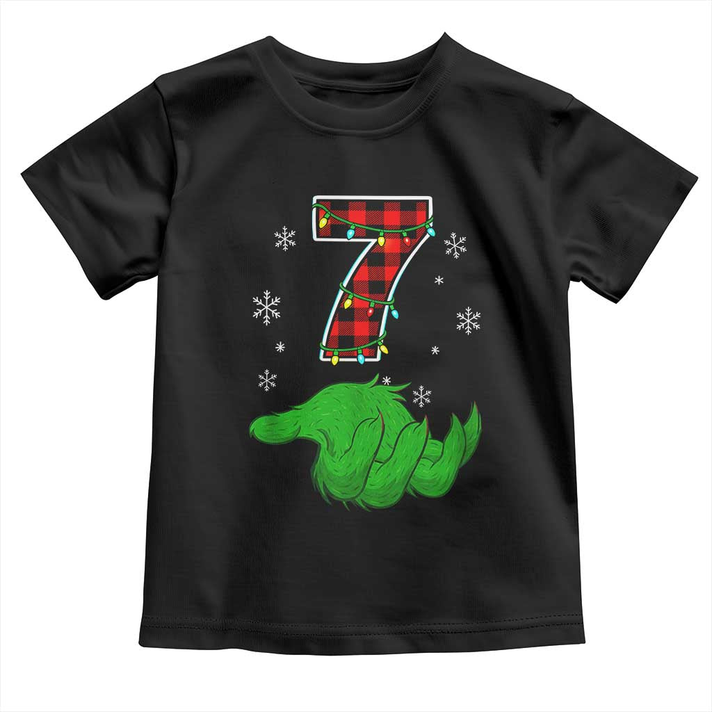Number 7 Matching 67 Christmas Toddler T Shirt Red Plaid Xmas Pajamas Holiday Gen Alpha Slang Meme - Wonder Print Shop