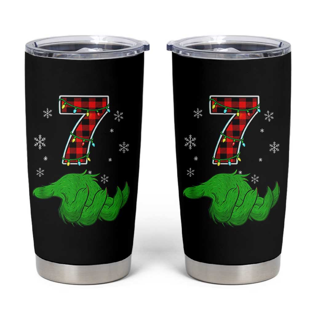 Number 7 Matching 67 Christmas Tumbler Cup Red Plaid Xmas Pajamas Holiday Gen Alpha Slang Meme - Wonder Print Shop