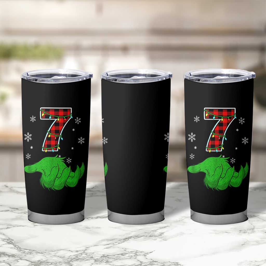 Number 7 Matching 67 Christmas Tumbler Cup Red Plaid Xmas Pajamas Holiday Gen Alpha Slang Meme - Wonder Print Shop