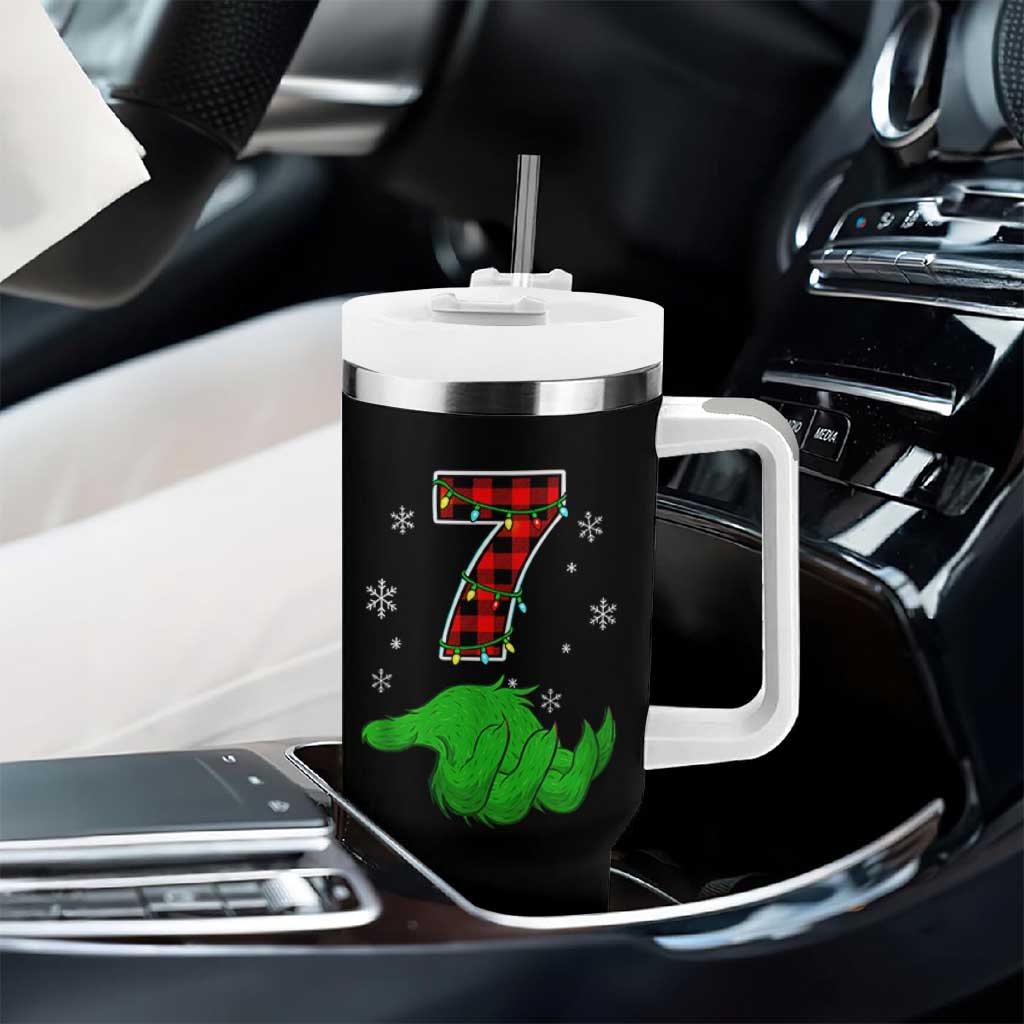 Number 7 Matching 67 Christmas Tumbler With Handle Red Plaid Xmas Pajamas Holiday Gen Alpha Slang Meme - Wonder Print Shop