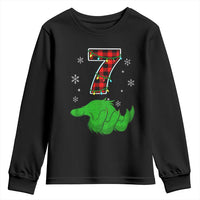 Number 7 Matching 67 Christmas Youth Sweatshirt Red Plaid Xmas Pajamas Holiday Gen Alpha Slang Meme - Wonder Print Shop