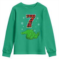 Number 7 Matching 67 Christmas Youth Sweatshirt Red Plaid Xmas Pajamas Holiday Gen Alpha Slang Meme - Wonder Print Shop