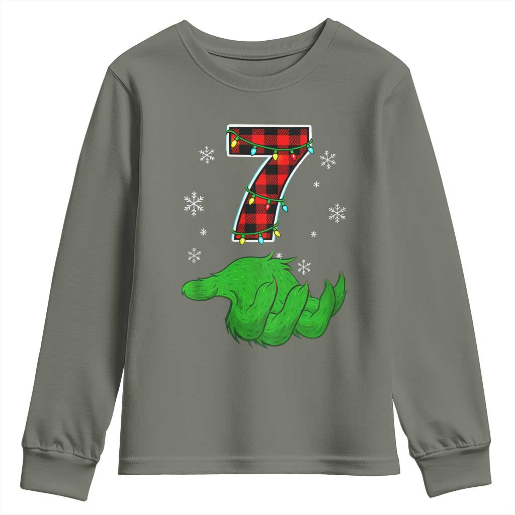 Number 7 Matching 67 Christmas Youth Sweatshirt Red Plaid Xmas Pajamas Holiday Gen Alpha Slang Meme - Wonder Print Shop
