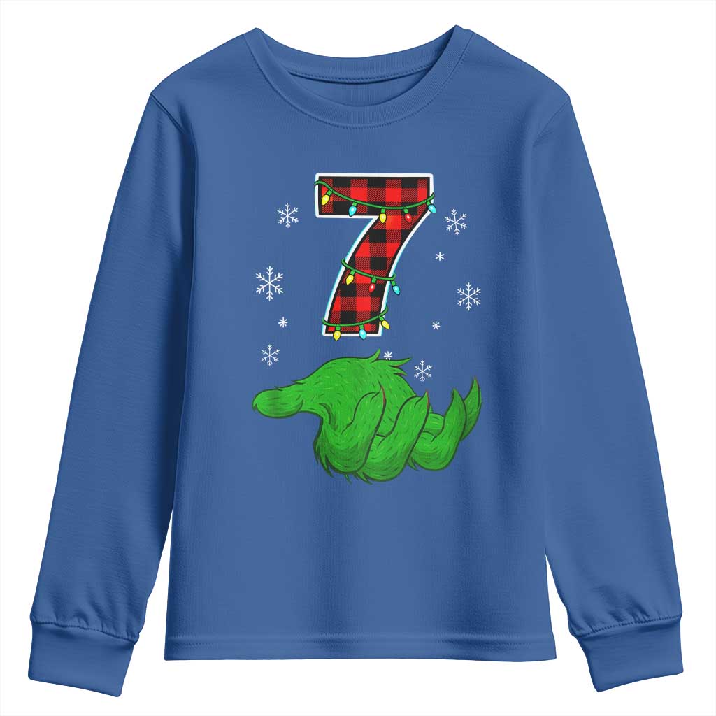 Number 7 Matching 67 Christmas Youth Sweatshirt Red Plaid Xmas Pajamas Holiday Gen Alpha Slang Meme - Wonder Print Shop