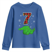 Number 7 Matching 67 Christmas Youth Sweatshirt Red Plaid Xmas Pajamas Holiday Gen Alpha Slang Meme - Wonder Print Shop