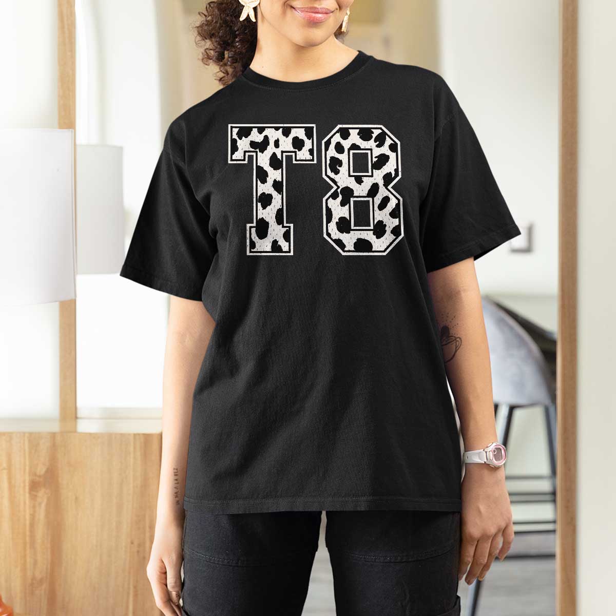 T8 Jersey Number T Shirt For Women Y2k Leopard Number Concert Inspired Outfit Varsity Sports - Wonder Print Shop