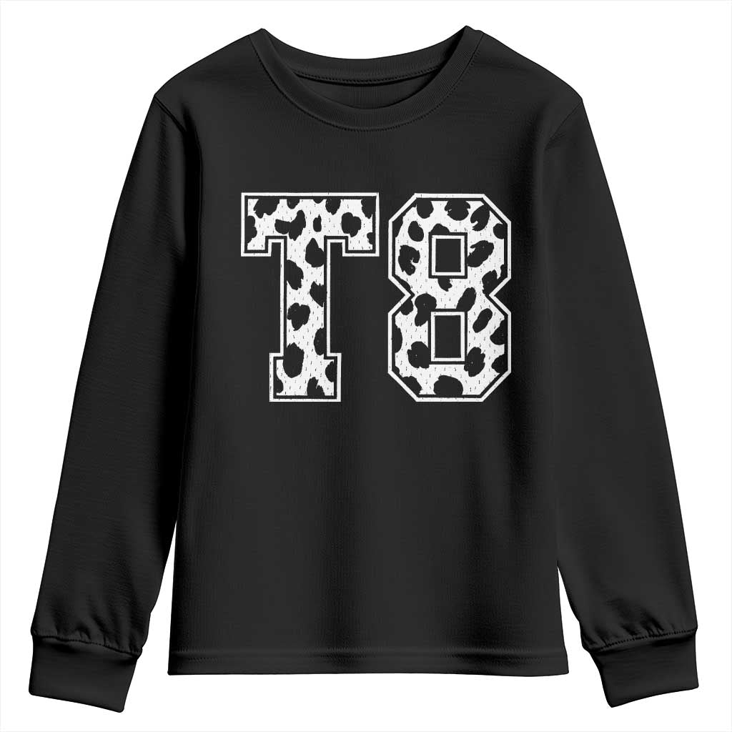 T8 Jersey Number Youth Sweatshirt Y2k Leopard Number Concert Inspired Outfit Varsity Sports - Wonder Print Shop