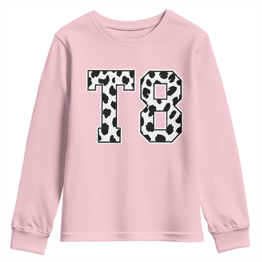 T8 Jersey Number Youth Sweatshirt Y2k Leopard Number Concert Inspired Outfit Varsity Sports - Wonder Print Shop
