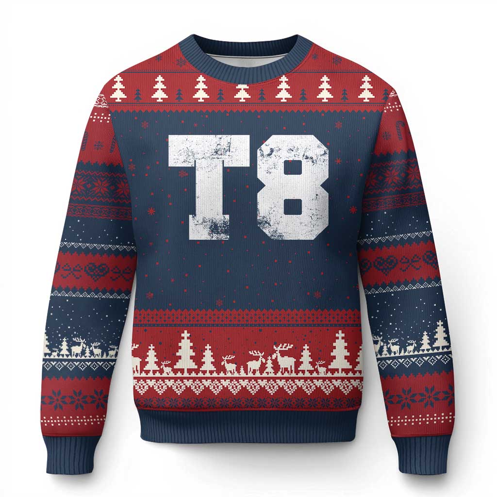 T8 Jersey Ugly Christmas Sweater Concert Inspired Outfit Varsity Sports - Wonder Print Shop