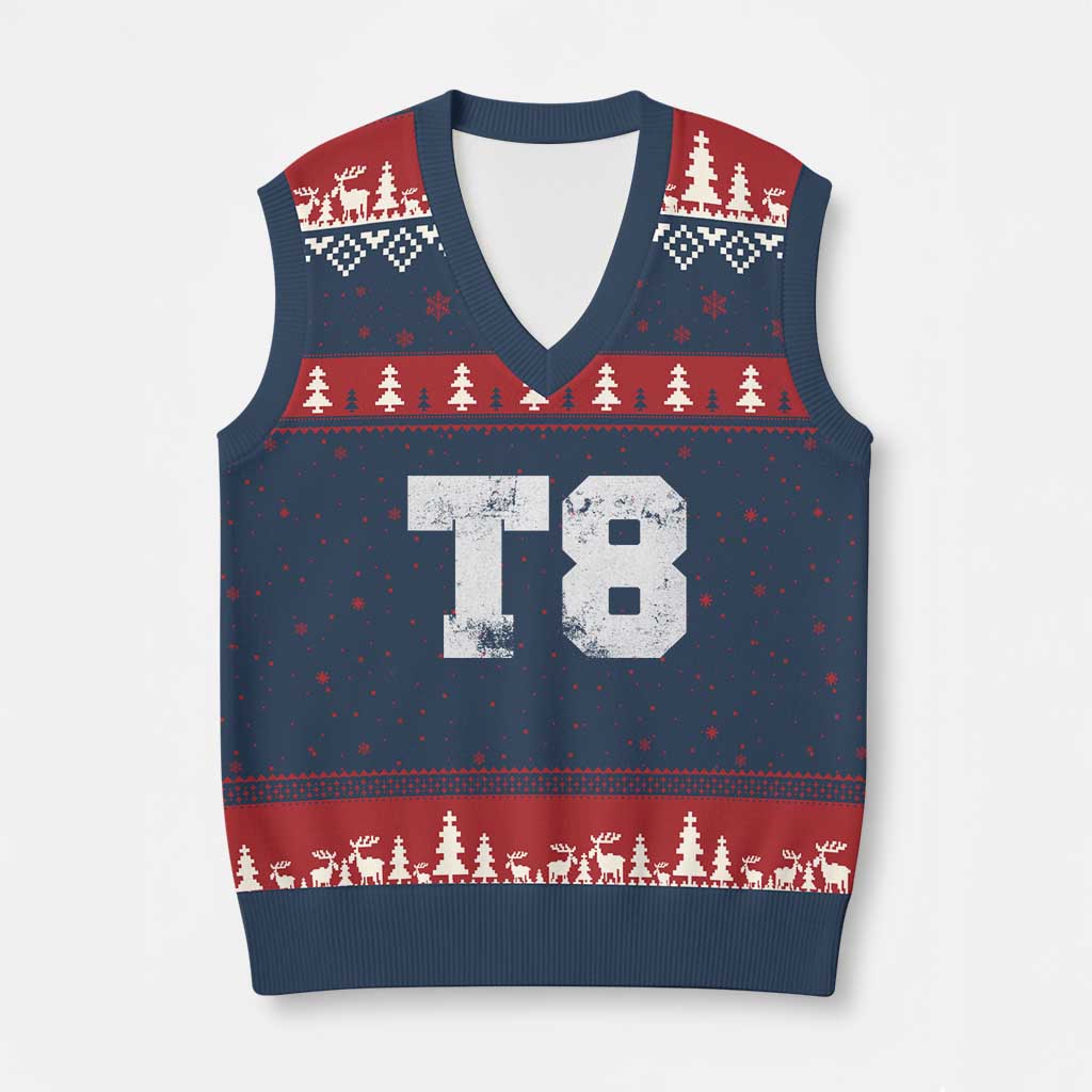 T8 Jersey V-Neck Knit Sweater Vest Concert Inspired Outfit Varsity Sports - Wonder Print Shop