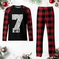 Number 7 Plaid Pajama Set Matching 67 Meme 7th Birthday 7 Years - Wonder Print Shop