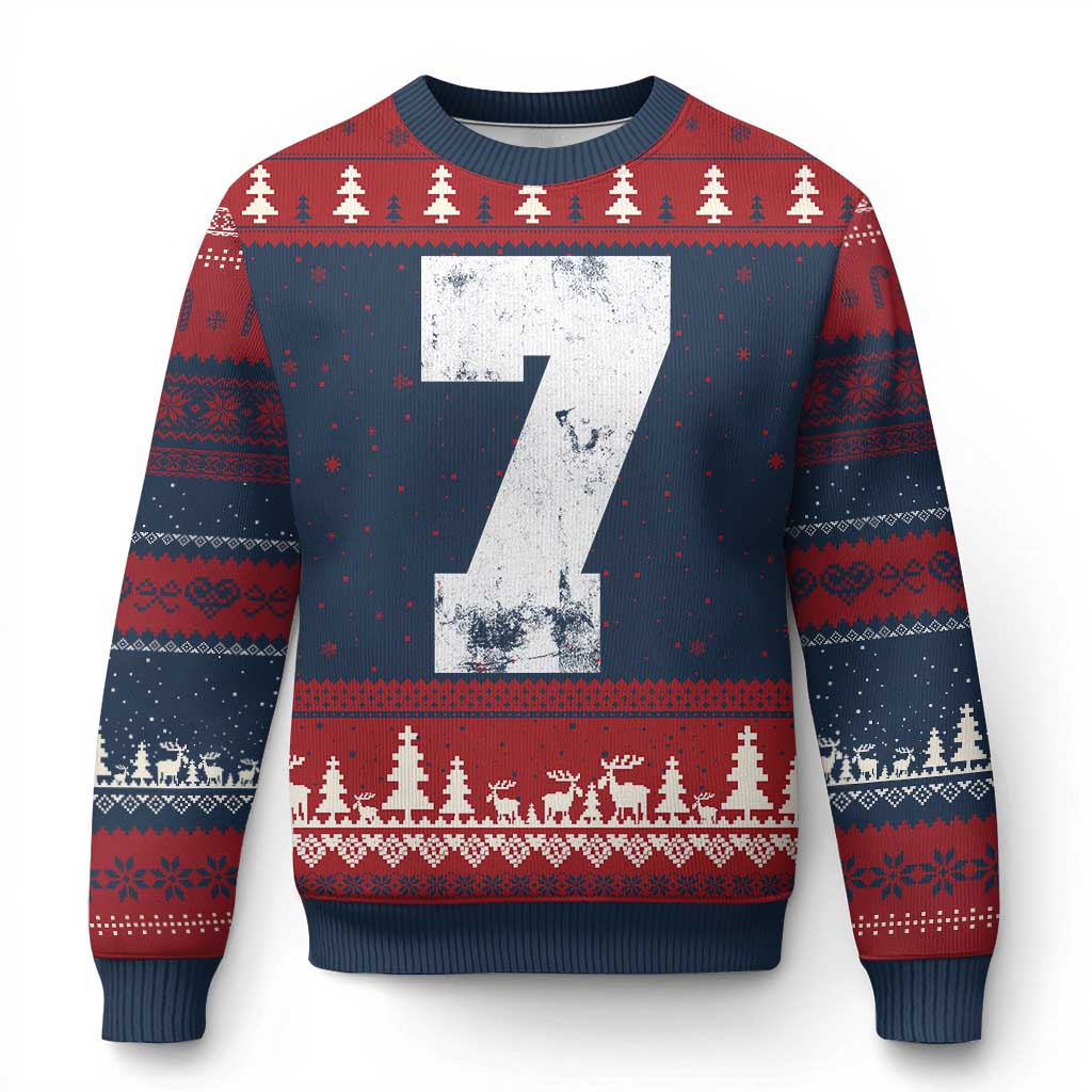 Number 7 Ugly Christmas Sweater Matching 67 Meme 7th Birthday 7 Years - Wonder Print Shop