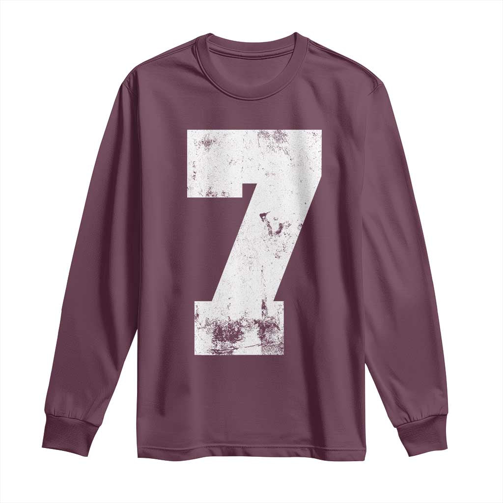 Number 7 Long Sleeve Shirt Matching 67 Meme 7th Birthday 7 Years - Wonder Print Shop