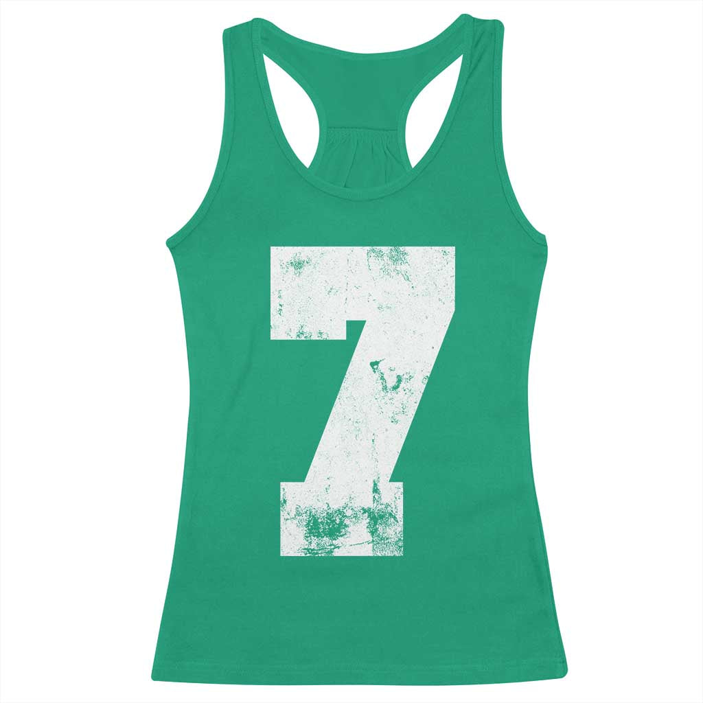 Number 7 Racerback Tank Top Matching 67 Meme 7th Birthday 7 Years - Wonder Print Shop