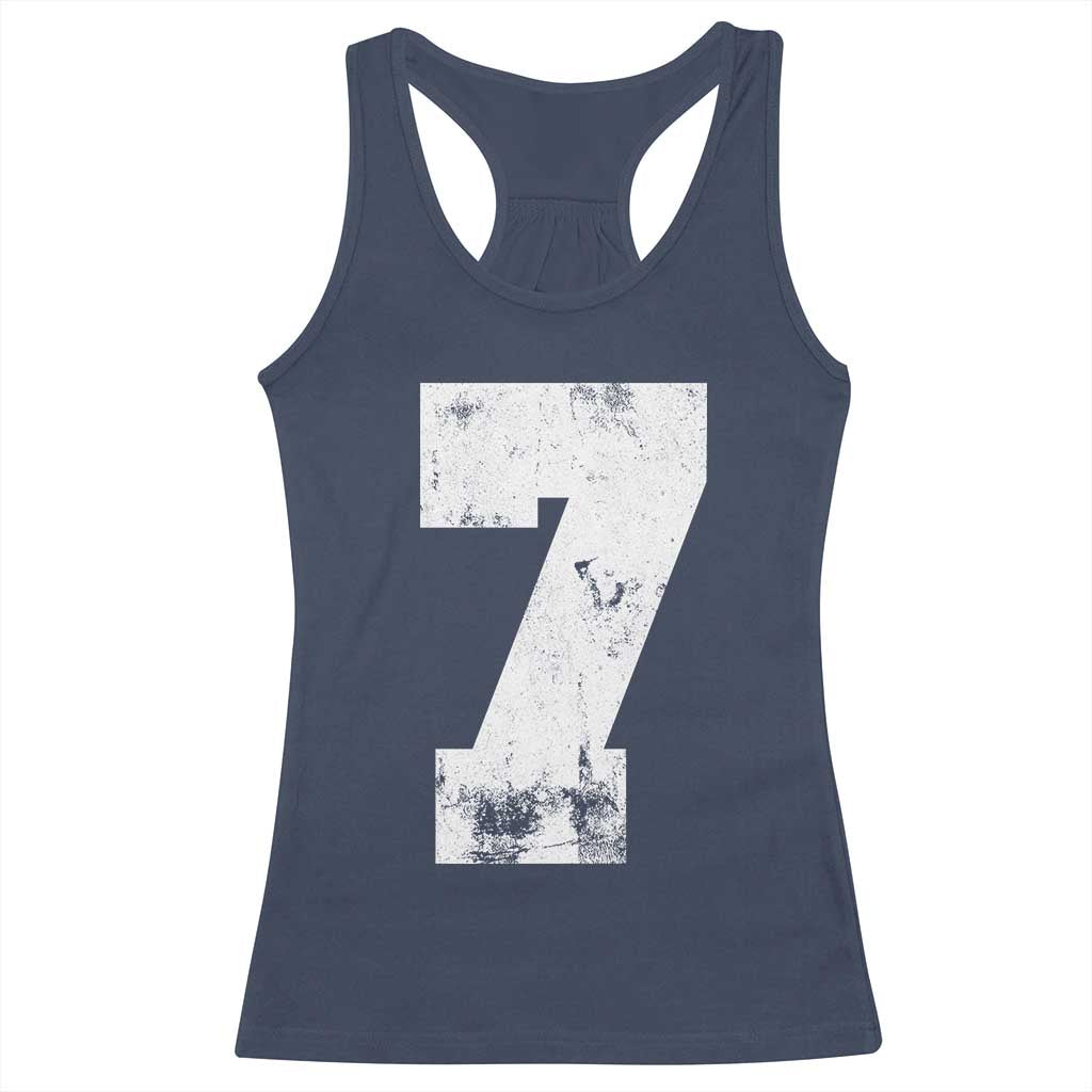 Number 7 Racerback Tank Top Matching 67 Meme 7th Birthday 7 Years - Wonder Print Shop