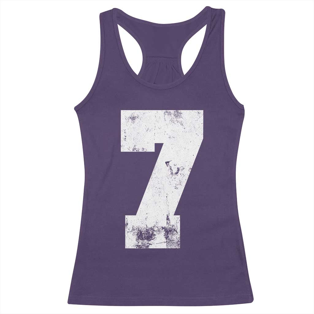 Number 7 Racerback Tank Top Matching 67 Meme 7th Birthday 7 Years - Wonder Print Shop