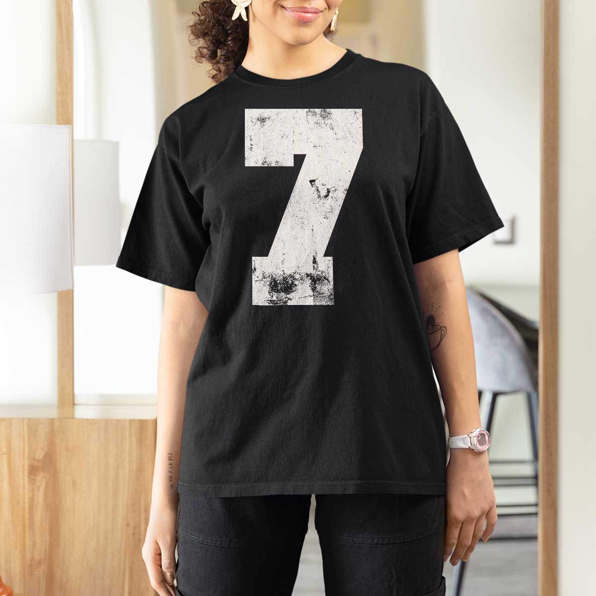 Number 7 T Shirt For Women Matching 67 Meme 7th Birthday 7 Years - Wonder Print Shop