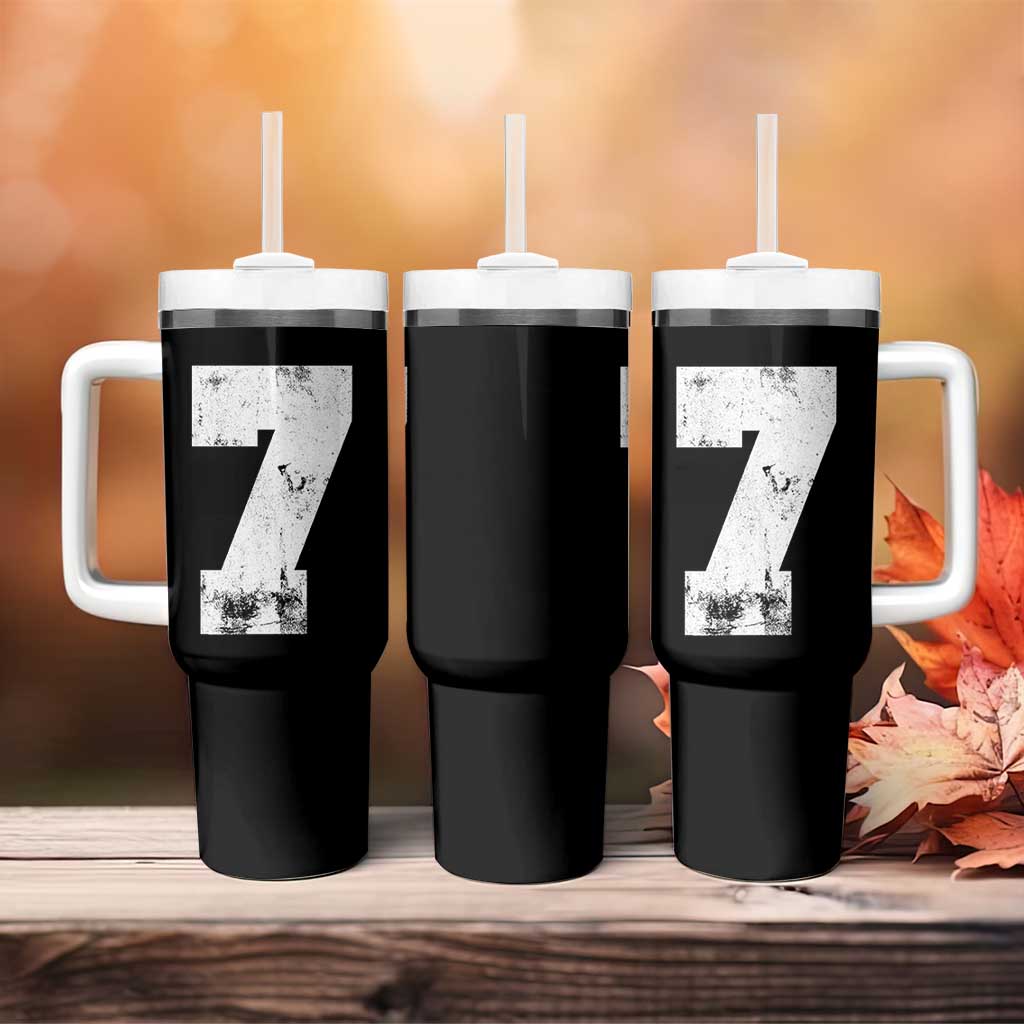 Number 7 Tumbler With Handle Matching 67 Meme 7th Birthday 7 Years - Wonder Print Shop