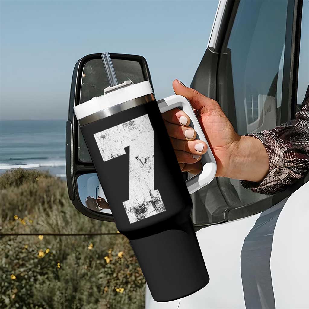 Number 7 Tumbler With Handle Matching 67 Meme 7th Birthday 7 Years - Wonder Print Shop