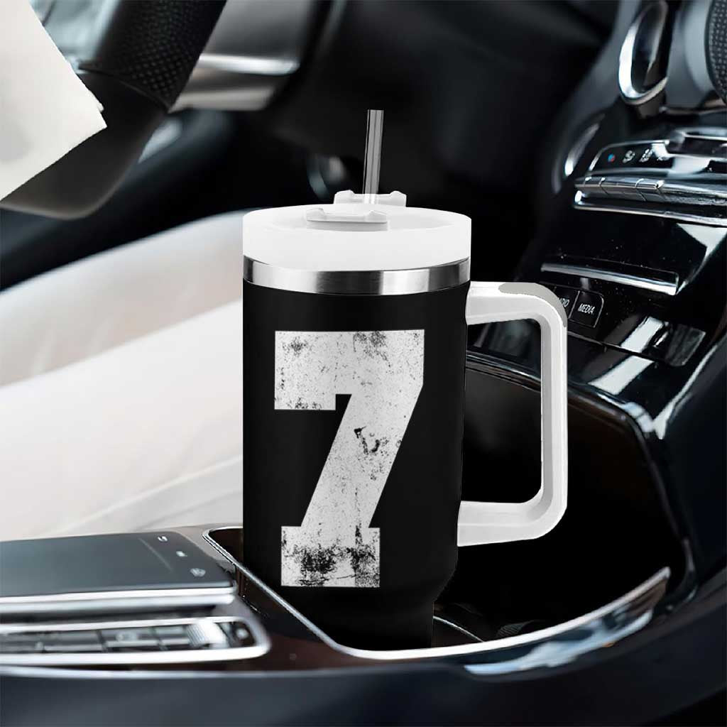 Number 7 Tumbler With Handle Matching 67 Meme 7th Birthday 7 Years - Wonder Print Shop