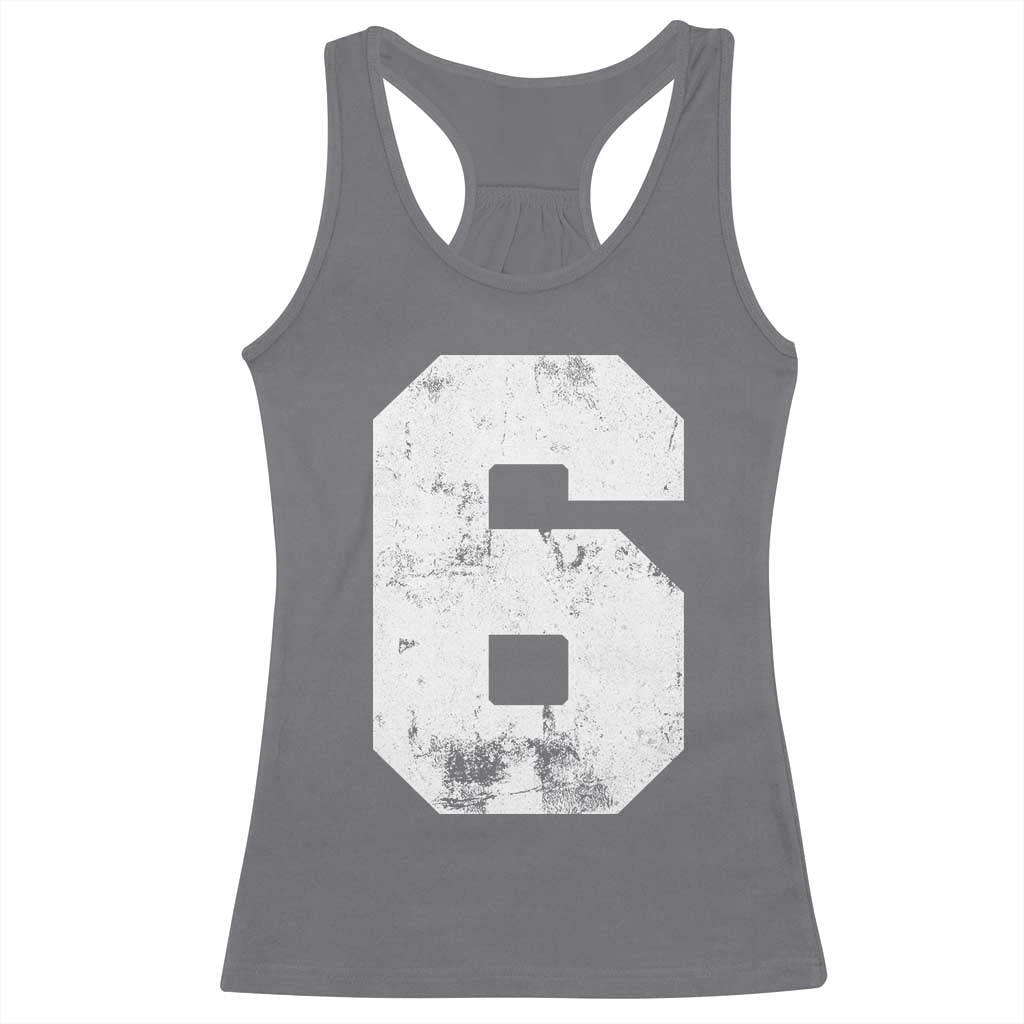 Number 6 Racerback Tank Top Matching 67 Meme 6th Birthday 6 Years - Wonder Print Shop