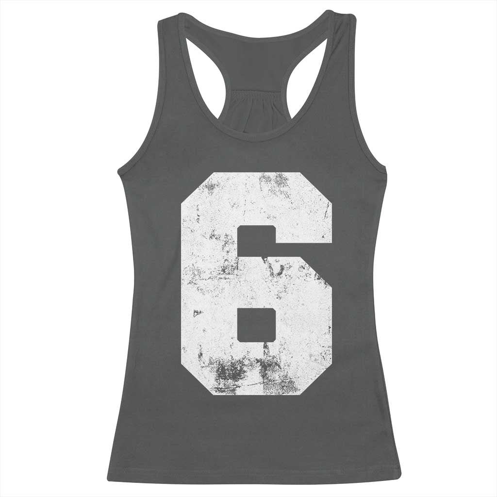 Number 6 Racerback Tank Top Matching 67 Meme 6th Birthday 6 Years - Wonder Print Shop