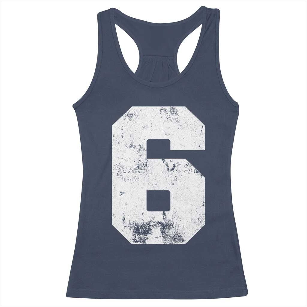Number 6 Racerback Tank Top Matching 67 Meme 6th Birthday 6 Years - Wonder Print Shop