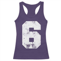 Number 6 Racerback Tank Top Matching 67 Meme 6th Birthday 6 Years - Wonder Print Shop
