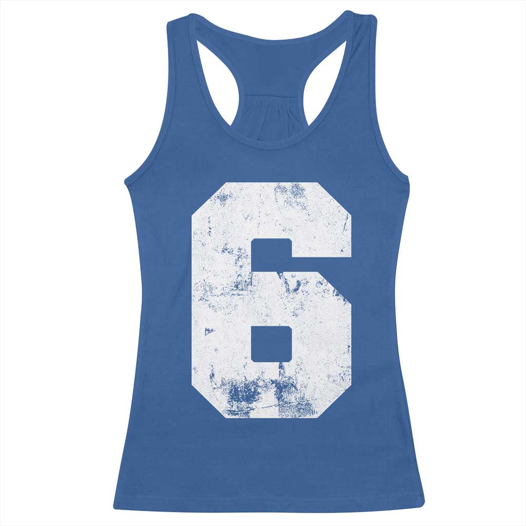 Number 6 Racerback Tank Top Matching 67 Meme 6th Birthday 6 Years - Wonder Print Shop