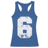 Number 6 Racerback Tank Top Matching 67 Meme 6th Birthday 6 Years - Wonder Print Shop