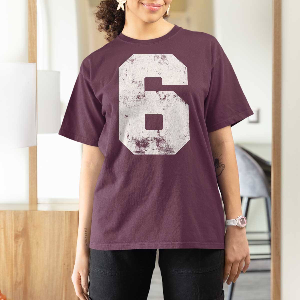 Number 6 T Shirt For Women Matching 67 Meme 6th Birthday 6 Years - Wonder Print Shop