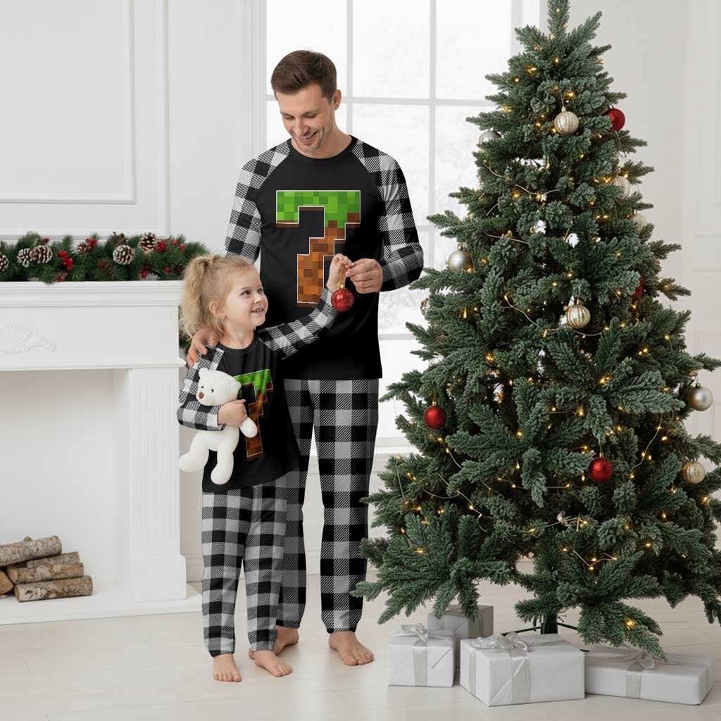 Number 7 Plaid Pajama Set Game Matching 67 Meme Costume 7th Birthday 7 Years - Wonder Print Shop