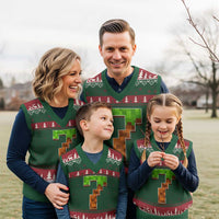 Number 7 V-Neck Knit Sweater Vest Game Matching 67 Meme Costume 7th Birthday 7 Years - Wonder Print Shop