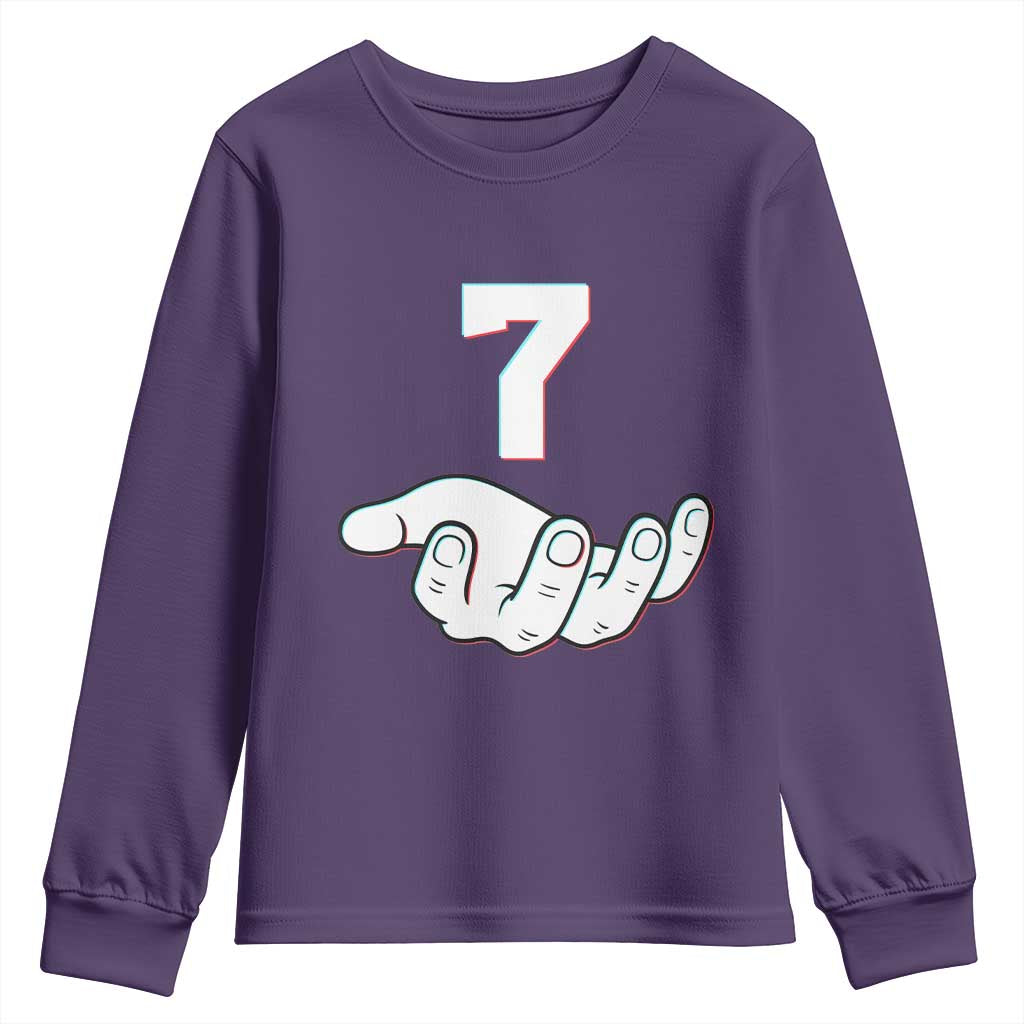 Number 7 Youth Sweatshirt Matching 67 Meme Costume 7th Birthday 7 Years - Wonder Print Shop