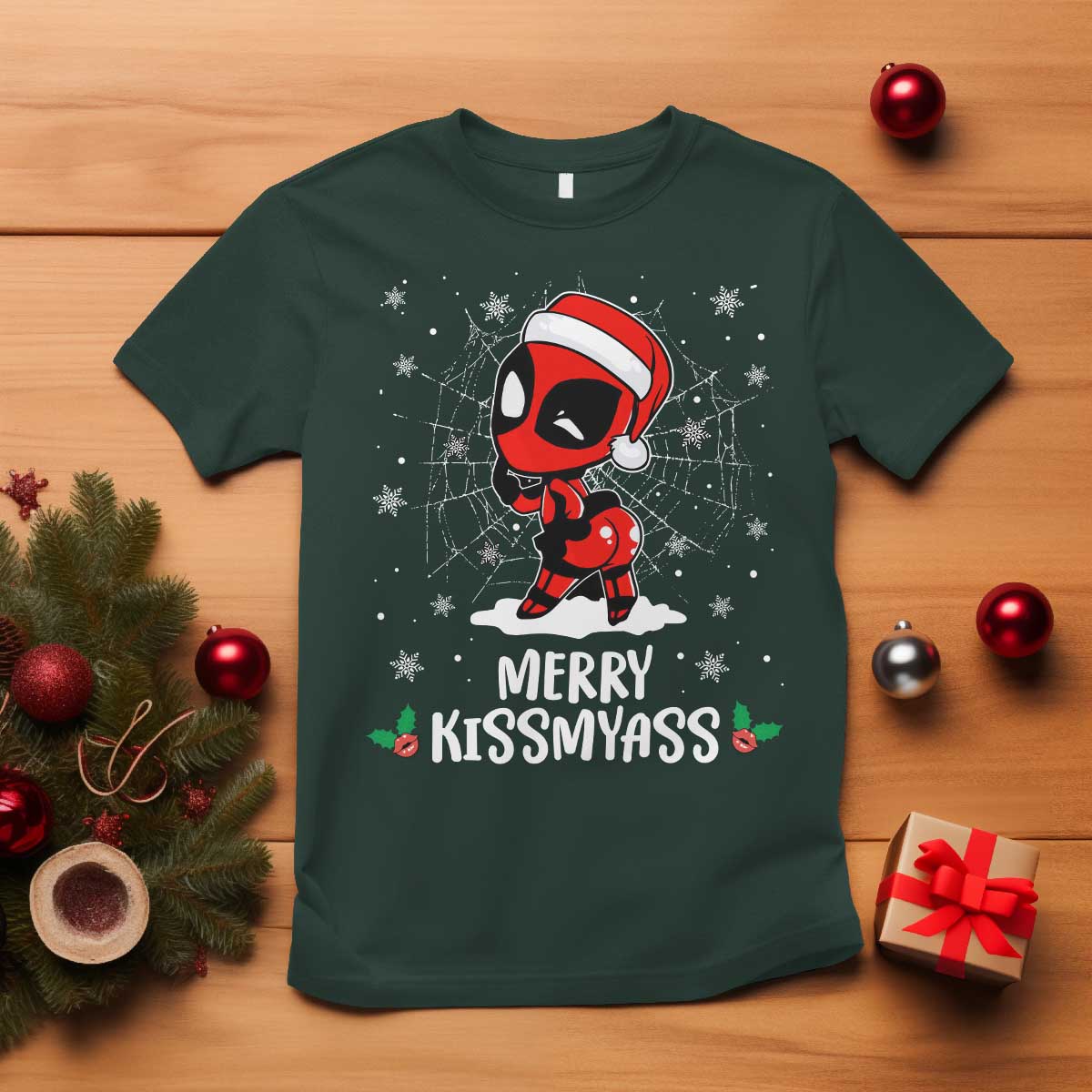 Funny Christmas T Shirt Merry Kissmyass Cute Spider-Women Santa Sarcastic Xmas - Wonder Print Shop