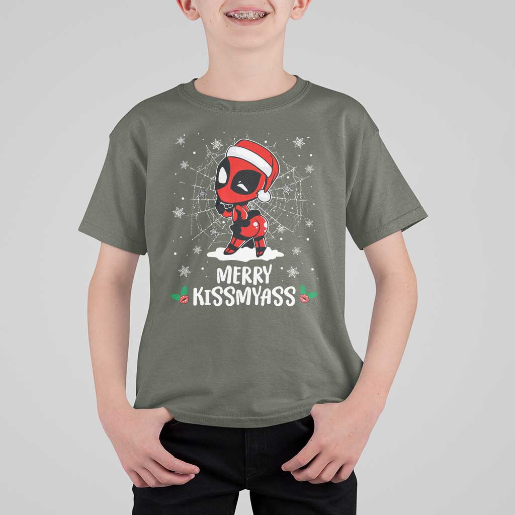 Funny Christmas T Shirt For Kid Merry Kissmyass Cute Spider-Women Santa Sarcastic Xmas - Wonder Print Shop